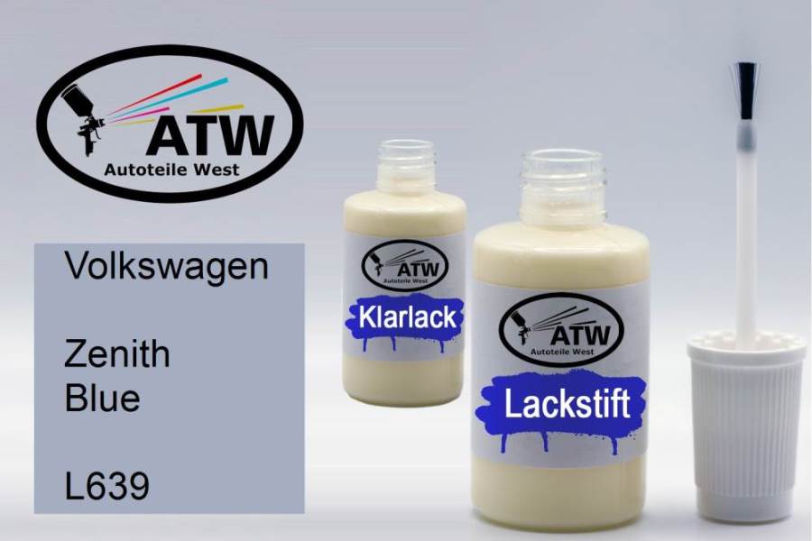 Volkswagen, Zenith Blue, L639: 20ml Lackstift + 20ml Klarlack - Set, von ATW Autoteile West.